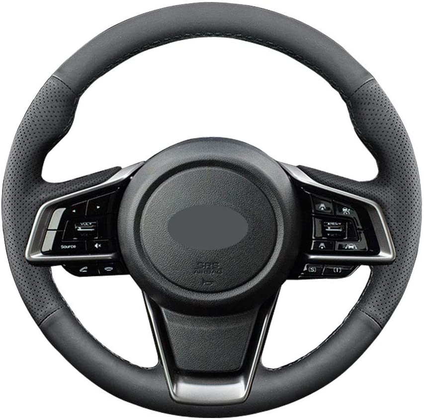 DIY Sew Black Microfiber Leather Car Steering Wheel Cover for Subaru 2018 2019 2020 Outback Ascent Crosstrek Forester Impreza Legacy
