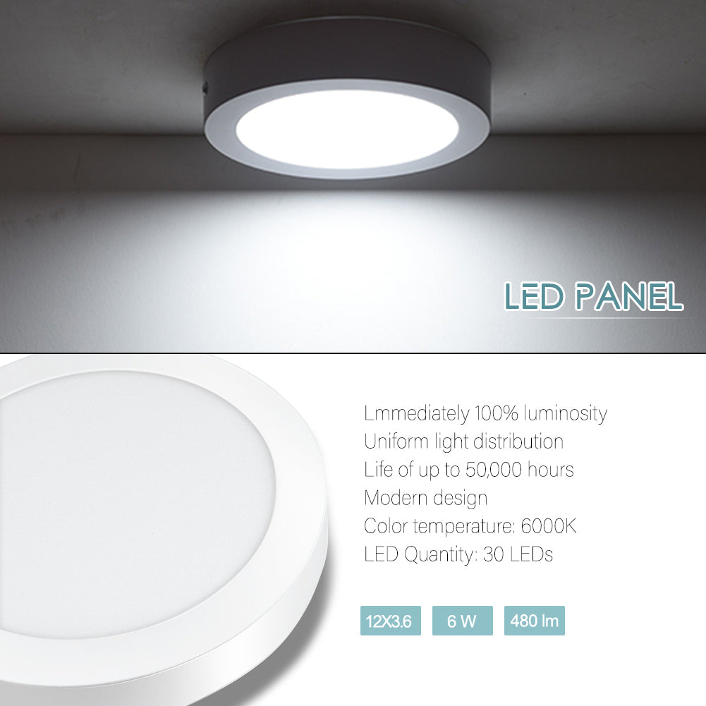 Round 6W LED Pannel Light Cool White LED Lighting Fixture for Office School Hotel and Home Decoration