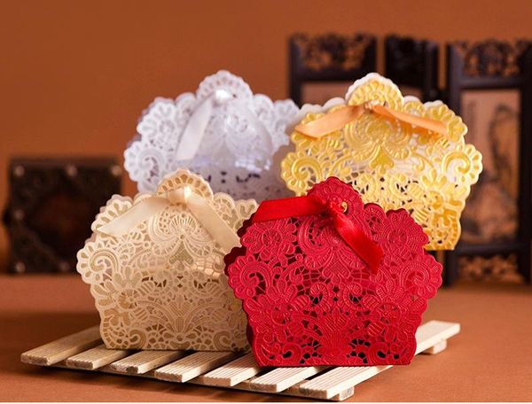 Gift Wrap Laser Cut Wedding Favor Boxes Gold-White Wedding Candy Box Party Favors And Gifts Box For Guest Wholesale-50pc