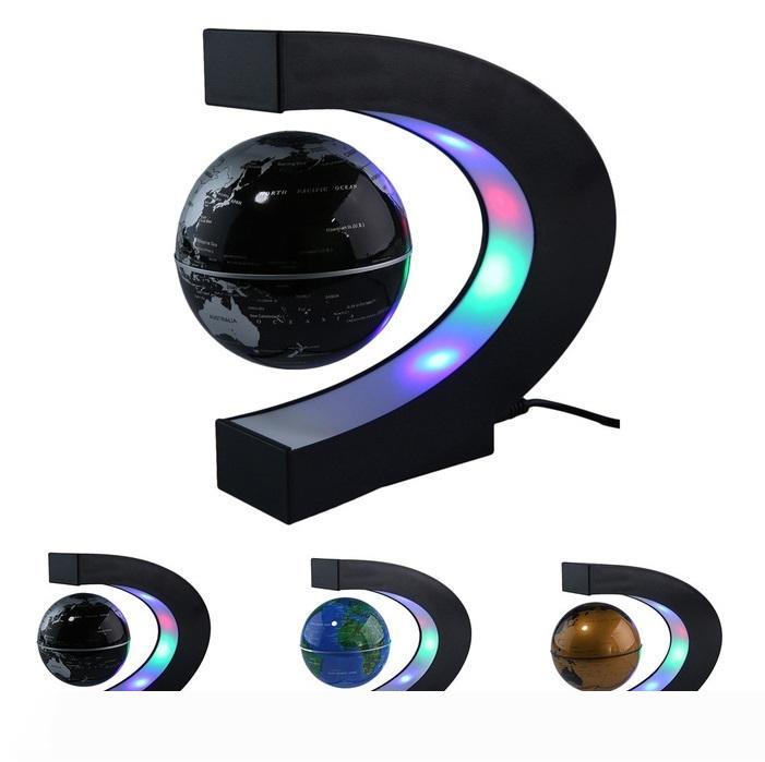 US EU UK Plug 3&quot; Home Office Decoration LED Tellurion Globe C Shape Floating Magnetic Levitation Globe Light World Map With LED Telluri
