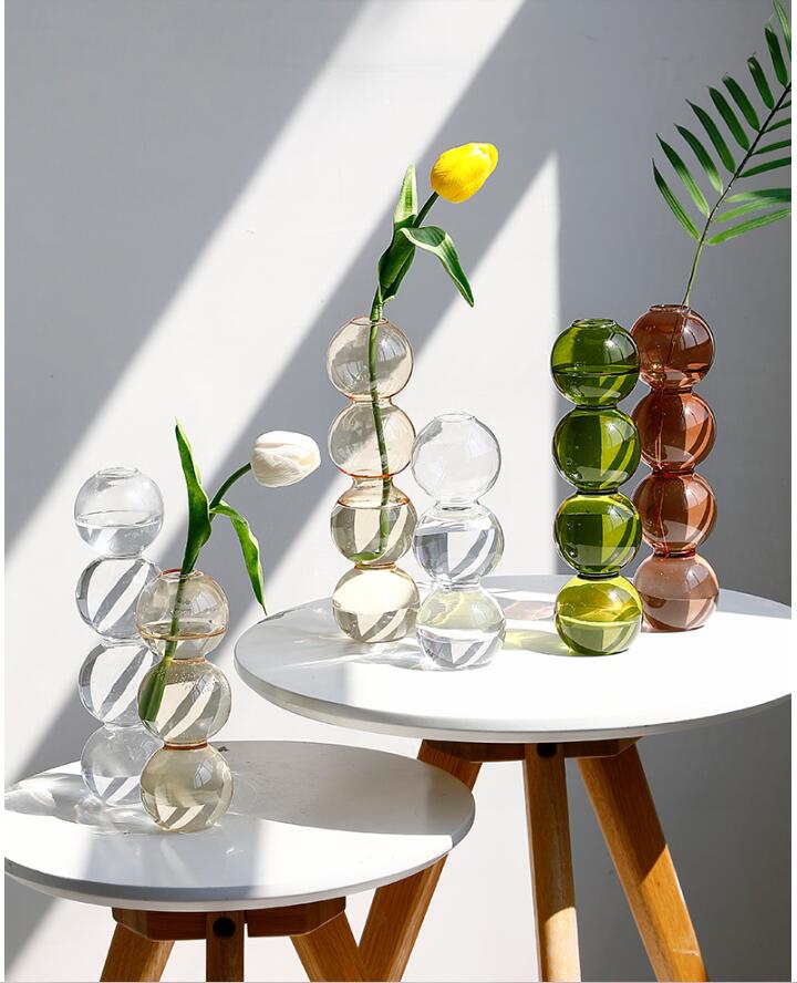 Glass vases Creative and simple transparent gourd floret flower arrangement dry flowers hydroponics Home DÃ©cor vase