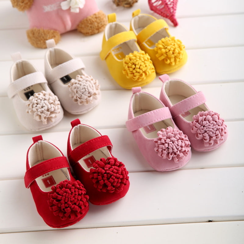Candy Colors Baby Prewalker Soft Bottom Anti-slip Footwear Classic Princess Girl Crib Big Flower Shoes 11-13CM 3Pairs Of Whole Wholesale
