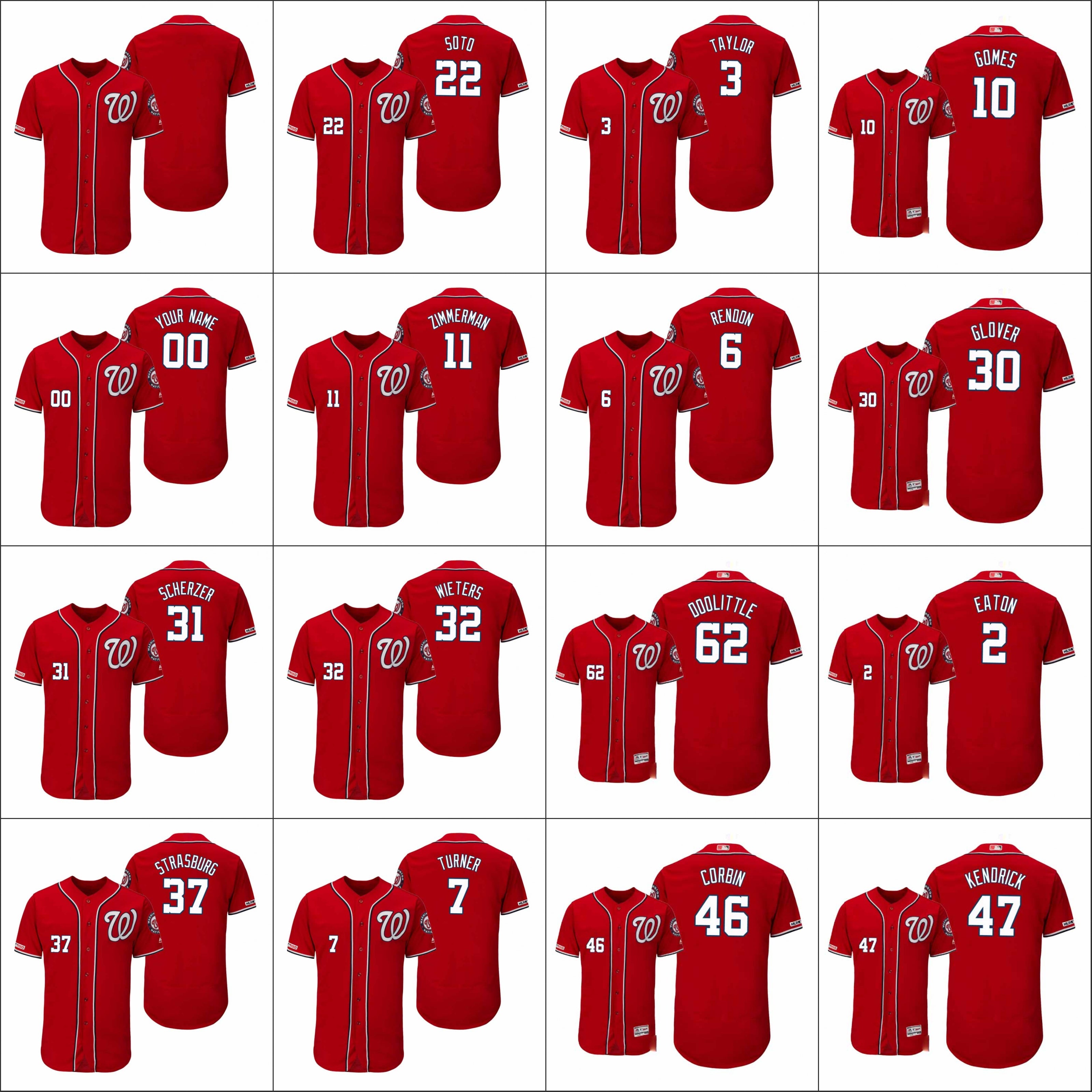 Washington&#13;Nationals Men #22 Juan Soto 7 Trea Turner 6 Anthony Rendon Women Youth Alternate Authentic Flex Base Custom Jersey