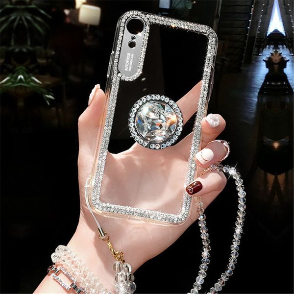 Luxury Bling Glitter iphone 12 pro max phone cases iPhone 11 Pro Max X XR XS Max 8 7 Plus 6 6S Plus Case Cover With Diamond Ring Lanyard