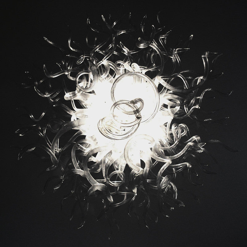 Home Lighting Lamps White Pendant Lights Flower Shape Ceiling Lamp LED Bulbs Hand Blown Murano Glass Chandeliers