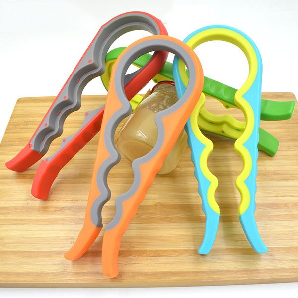 4 in 1 Handy Anti-slip Can Jar Lid Opener Pop-Beer Bottle Opener Kitchen Tool WB2281