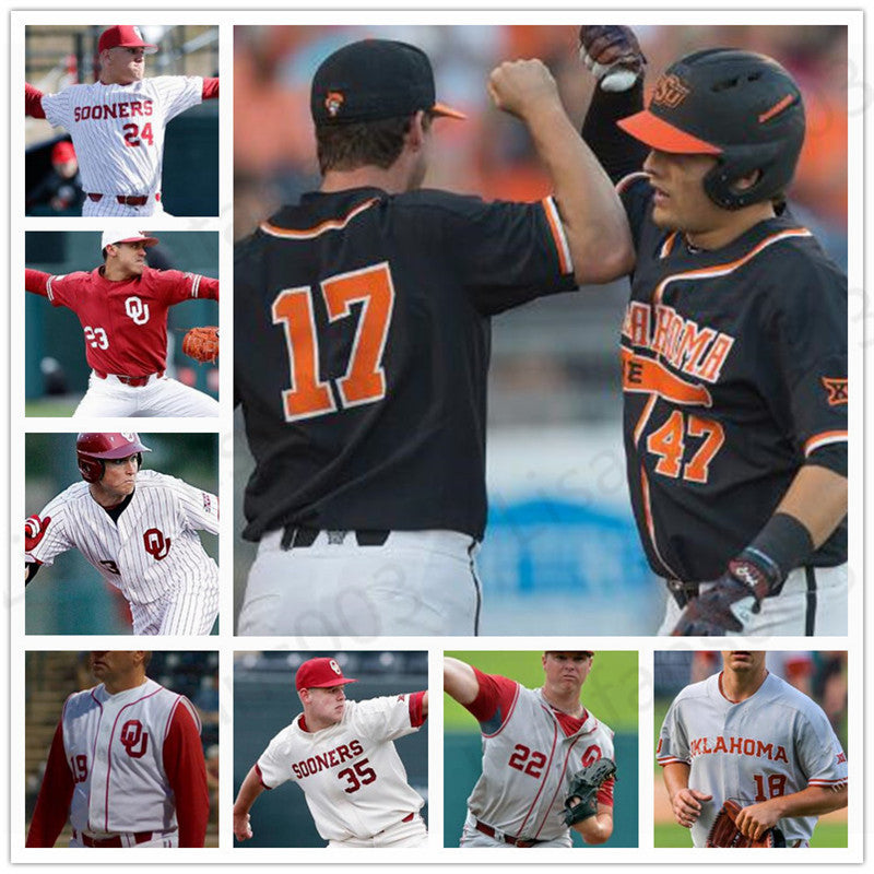 Custom Oklahoma Sooners OU college Baseball stitched mens women youth kids Jerseys 7 Milan Walla 27 Vujovich 1 Diego Muniz 5 Conor McKenna