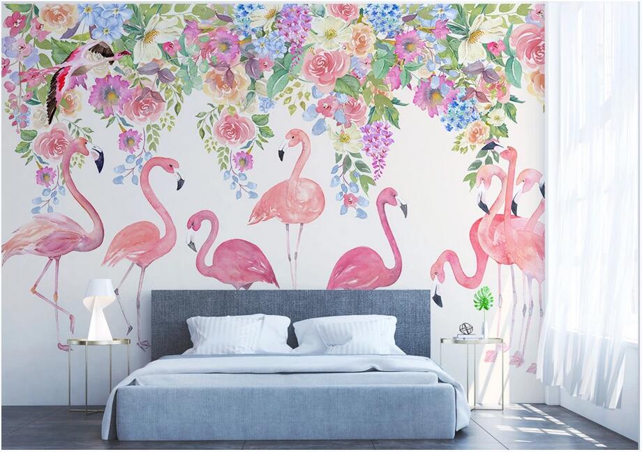 3d wallpaper custom photo Modern minimalist flamingo flower nordic background mural wallpaper for wall 3d furniture wallpaper