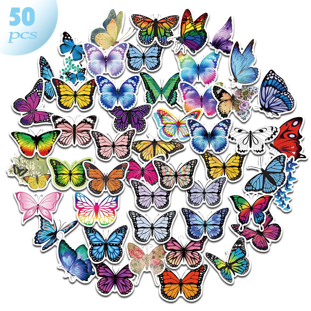 3 Sets = 150PCS Butterfly PVC Stickers VSCO Small Fresh Stickers Luggage Laptop Waterproof Stickers