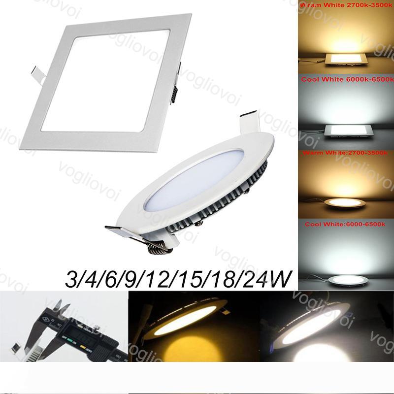 Downlights 24W 18W 15W Round Square Recessed Ultra Thin Aluminum Acrylic Side Emitting SMD2835 For Office Hospital Living Room EUB