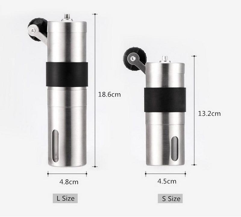 2 Size Manual Ceramic Coffee Grinder Stainless Steel Adjustable Coffee Bean Mill With Rubber Loop Ring Easy Clean Kitchen Tools
