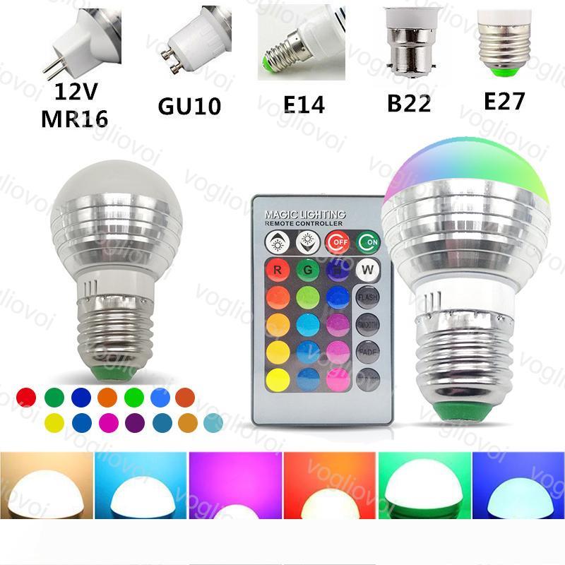 LED Bulbs 3W LED 16 Color Multicolor Light RGB Led Light Spotlight +24key IR Remote Control For Christmas Halloween Home Party EUB