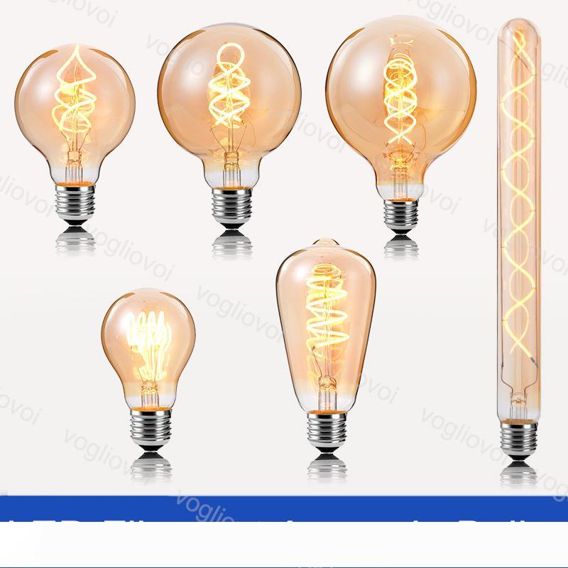 LED Bulbs 3W Ampoule Incandescent Filament 2200K Retro Edison Light E27 220V A60 ST64 G80 For Crystal Chandeliers Pendant Floor Lights DHL