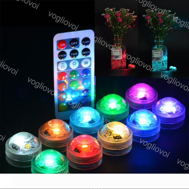 LED Submersible 10pcs Set RGB Candle Round Shaped LED Aquarium Light Candle Lamp Fish Tank Decoration IP67 With One Remote Controller EUB