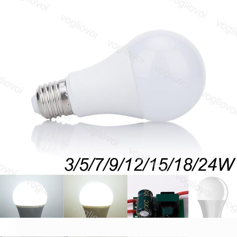 LED Bulbs A Style 85~265v 12W 15W 18W 24W Aluminium Plastic SMD2835 PC Cover For Table Light Pendant Floor Lights DHL