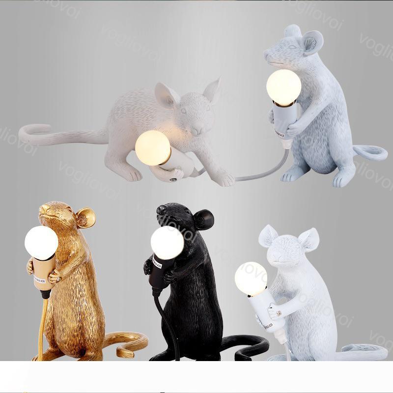 Table Lamps Resin Animal Rat Mouse Table Lamp Small Mini Mouse Cute LED Night Lights Home Decor Desk Lights Bedside Lamp DHL