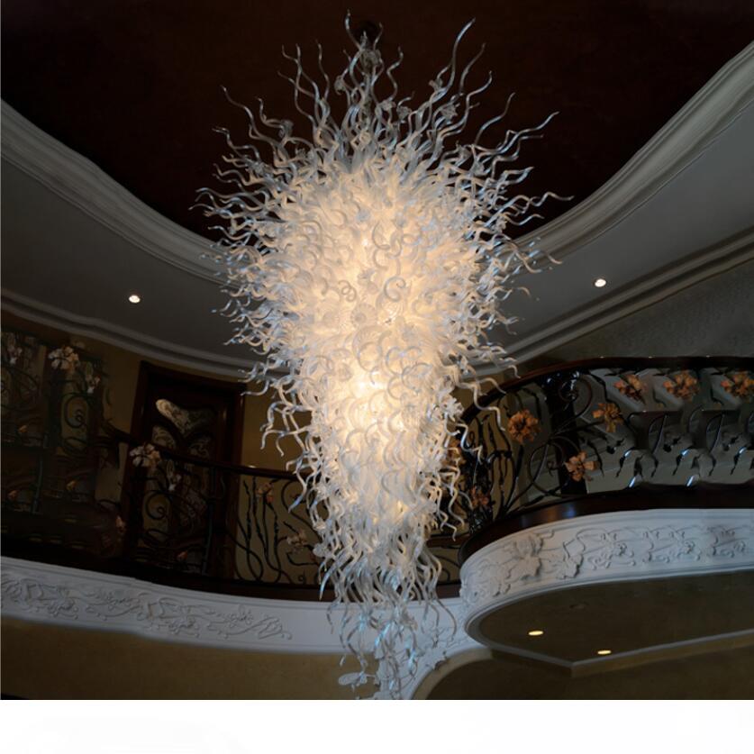 Modern Chandeliers White Shade Hand Blown Glass Chandelier Lighting LED Bulbs New House Art Decoration Chandelier Free Shipping