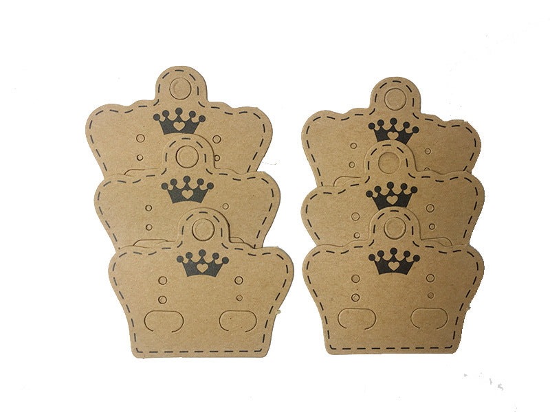 Cute Earring Paper Cards Holder Crown Shape Earrings Display Cards Kraft Card 1.96&quot;x1.57&quot; 122337