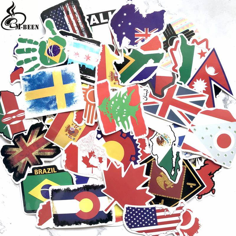 5 Sets=260PCS Flag Cartoon Cartoon Sticker Water Cup Notebook PVC Waterproof Sticker