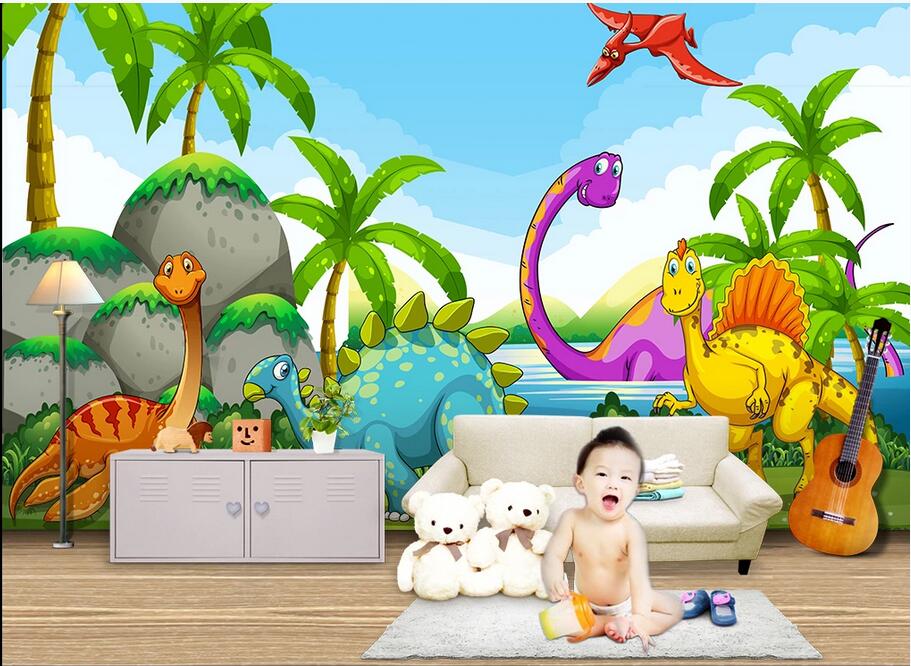 3d room wall paper custom photo non-woven mural Cartoon dinosaur world children&#039;s room kindergarten Home interior wallpaper for walls 3 d