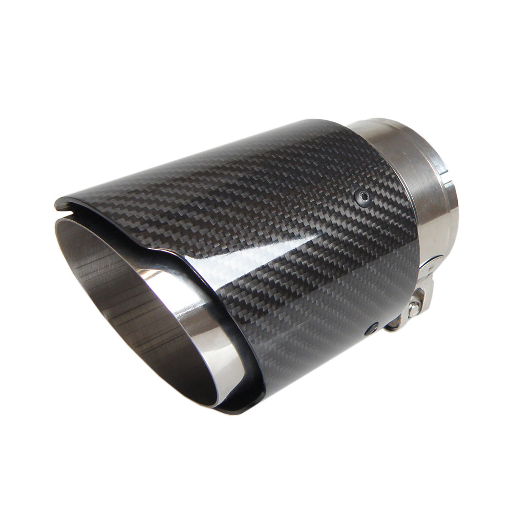 NO LOGO Akrapovic Style Carbon Fibre Car Exhaust Tip Muffler Tail Pipe Glossy Black Color