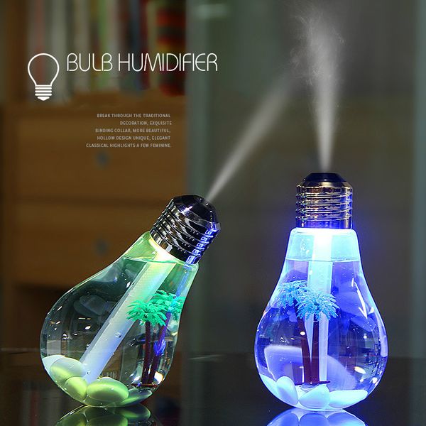 Humidifiers Colorful Light bulb Humidifier Air Ultrasonic USB 400ML Essential Oil Diffuser Atomizer Freshener Mist Maker For Home Office S24