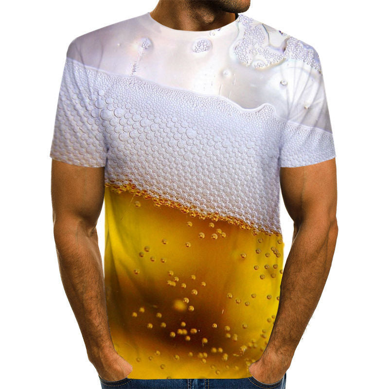Men 3D T-shirt Casual Short Sleeve O-Neck Fashion Nature Beer Printed t shirt Men Tees Summer Hip Hop Cool Tops