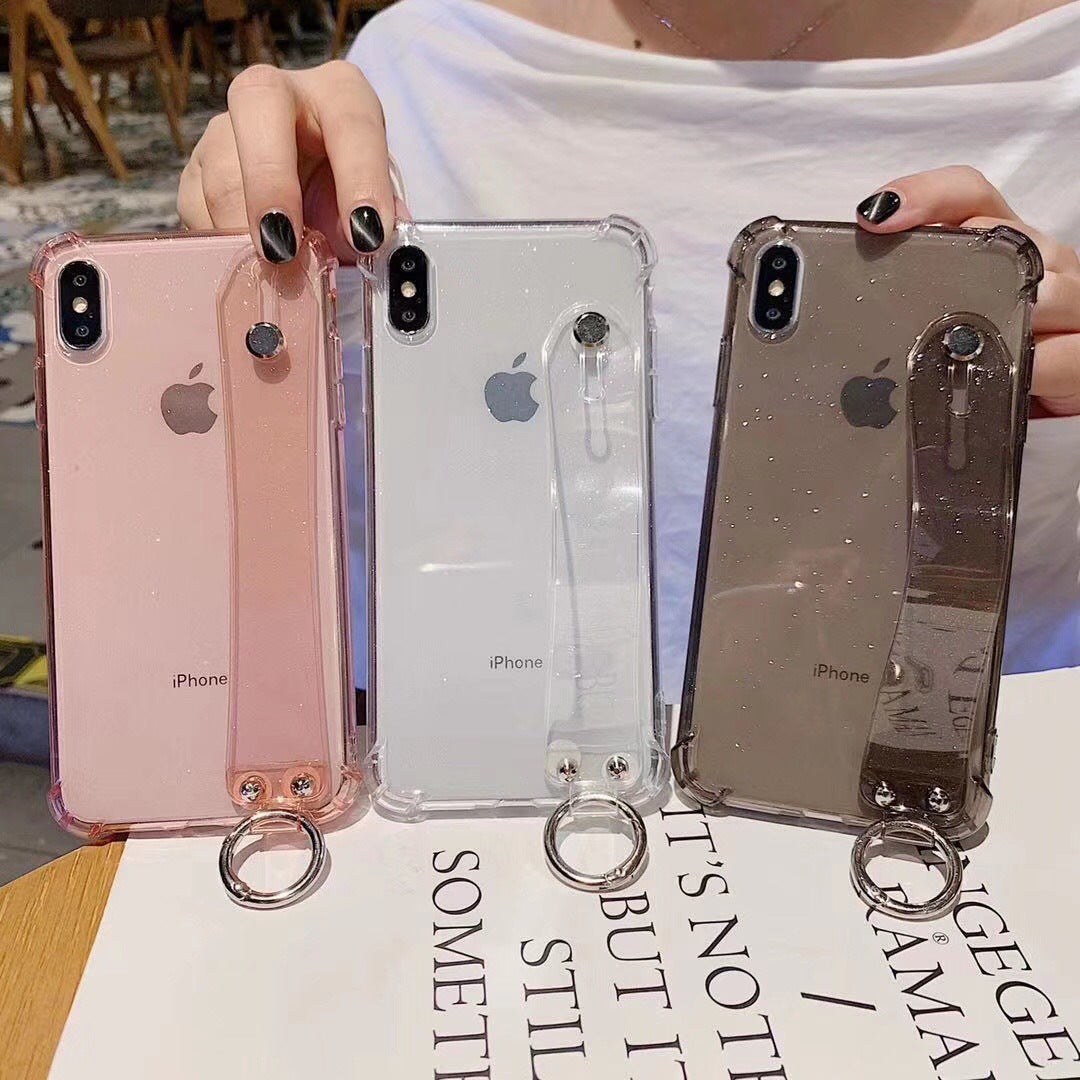Glittering sequins wristband flexible silicone tpu cases for iphone 11 pro max x xr xs max 6 7 8 plus