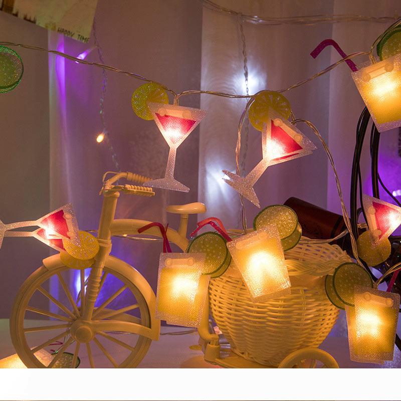 BRELONG new bar atmosphere high quality color light string battery box decorative wine glass shape Christmas lights
