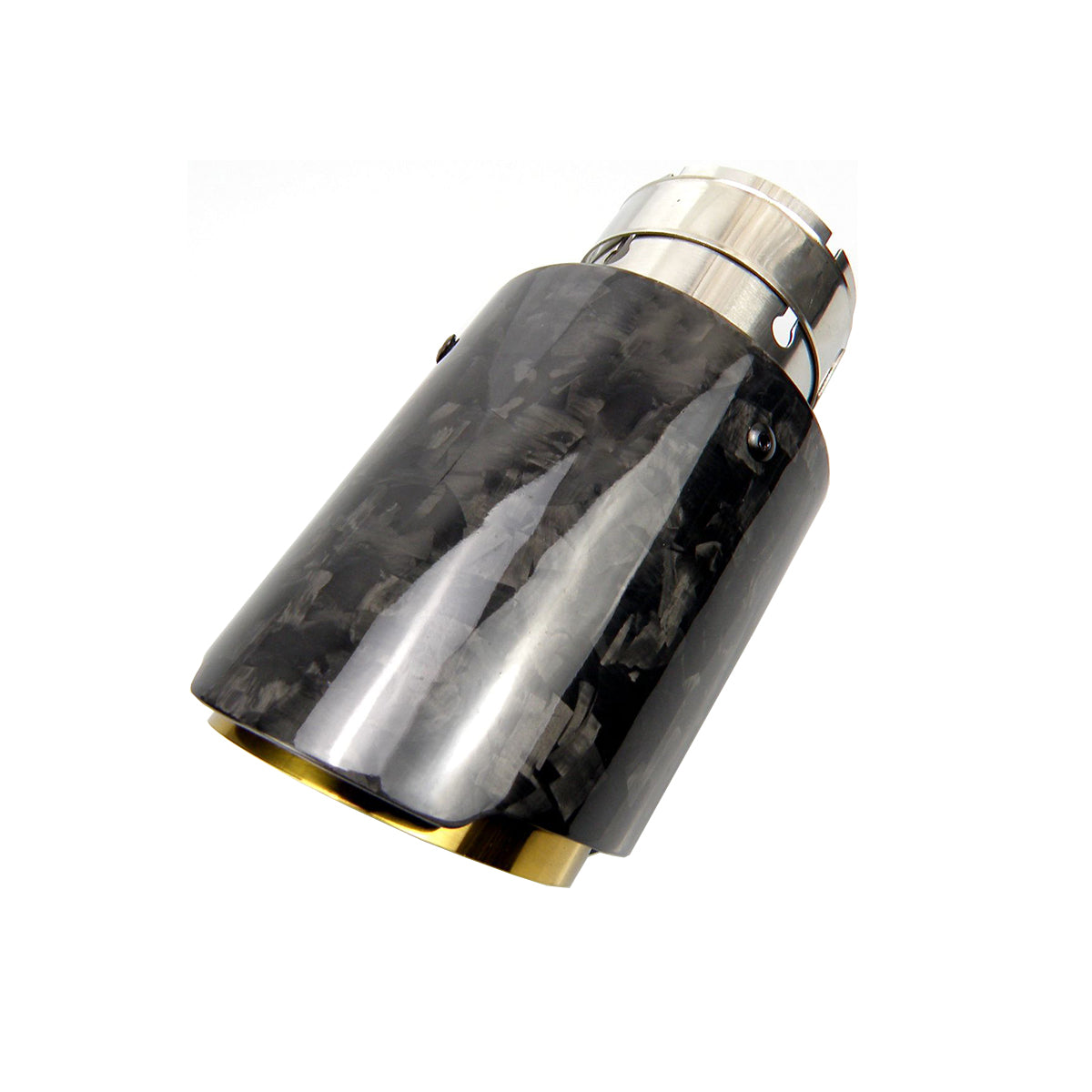 Car Universal Straight Edge Glossy Forged Carbon Fiber Exhaust Muffler Tip Exhaust End Pipe Tail Pipe Tip with golden stainless steel