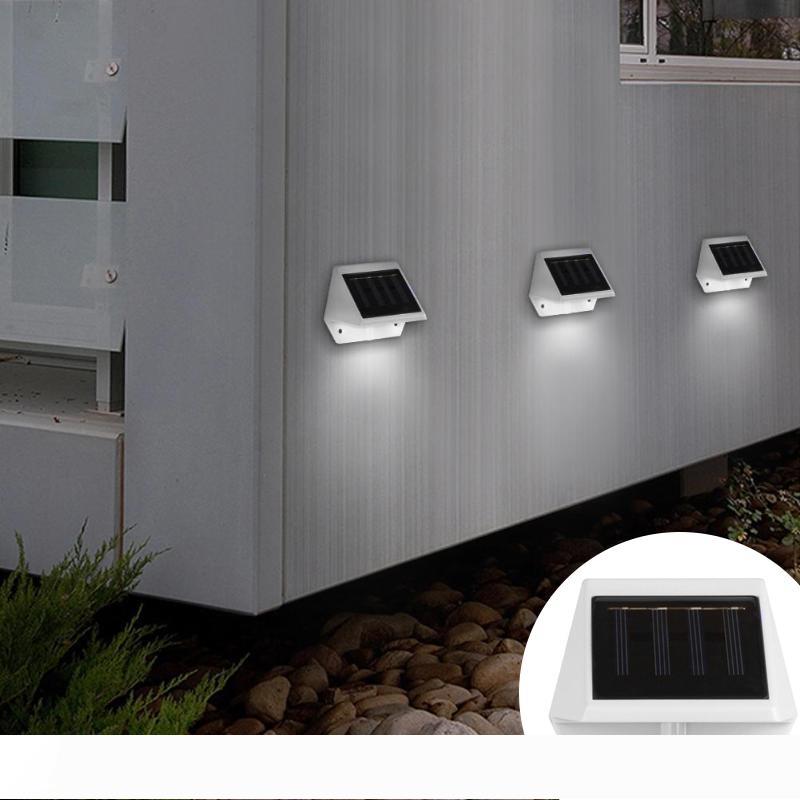 4LEDs Fence Lamp Solar Powered Plastic Stair Wall Light Outdoor Garden Decor Wall Lamp Wall Washer Lighting