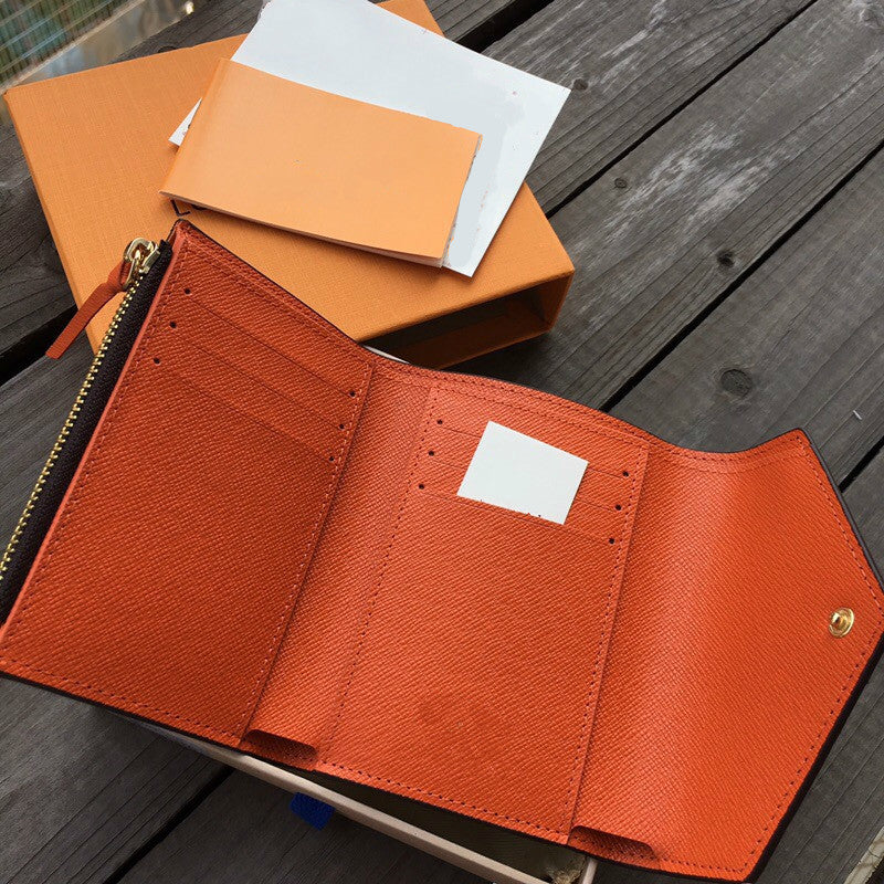 womens card holder Wallets package leather wallet purses multi color Holders short lady purse classic fold zipper pocket with box