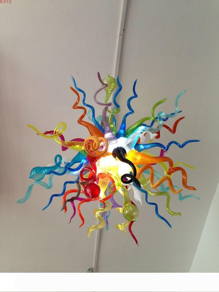 Free Shipping AC Led Bulbs 110v 240v Bright Colorful Pretty Murano Glass Art Vintage Pendant Lamp