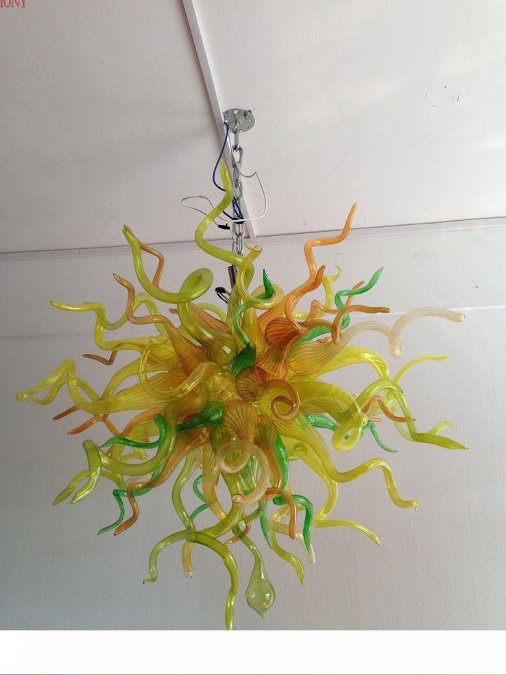 Free Shipping AC Led Bulbs 110v 240v Bright Pretty Blown Glass Art Led Wrought Iron Chandelier