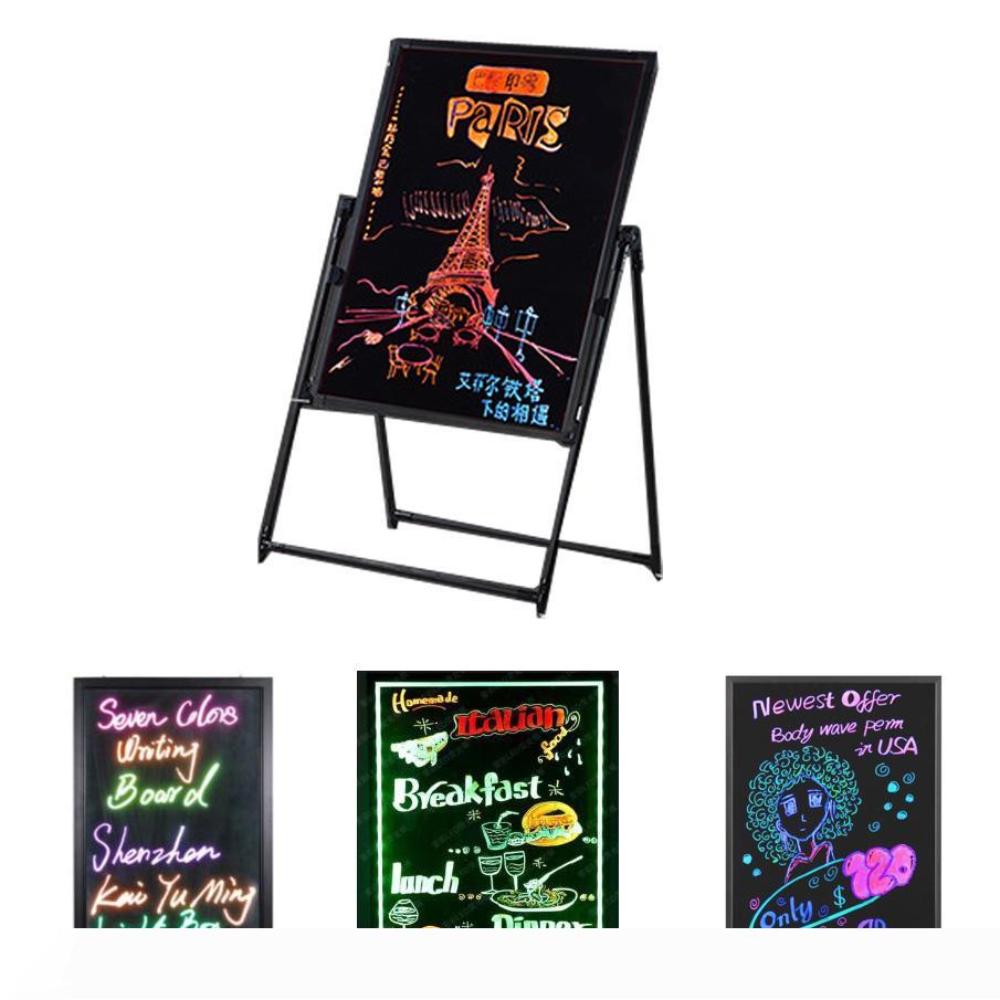 LED Message Writing Board Illuminated Erasable Neon Effect Restaurant Menu Sign with 8 colors Markers DIY Message chalkboard