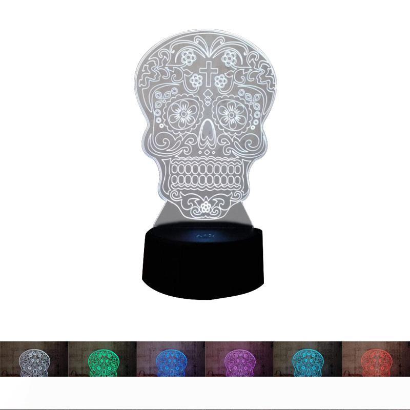 BRELONG Skull Jesus 3D Night Light Touch Table Desk Lamps, 7 Color Changing Lights with Acrylic Flat 1pc