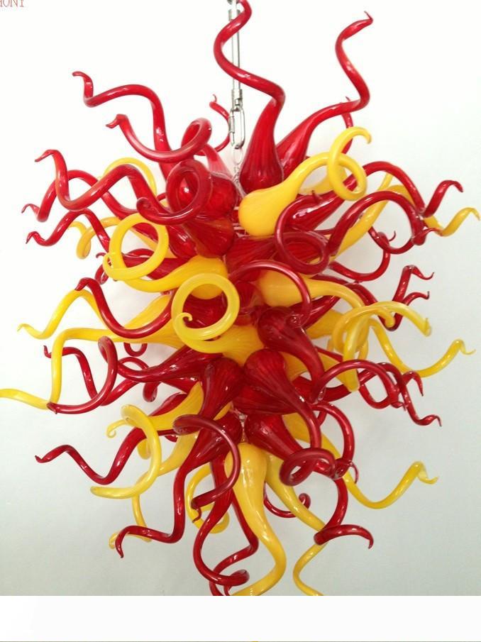 AC Led Chandeliers Bulbs 110v 240v Modern Indoor Red and Yellow Contemporary Ceiling Pendant Lighting