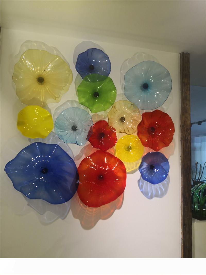 2020 Colors Wall Decorative Glass Plates, Hand Blown Customized Italy Designer Murano Glass Art Wall Plate Lighting, Wall Sconce Plates