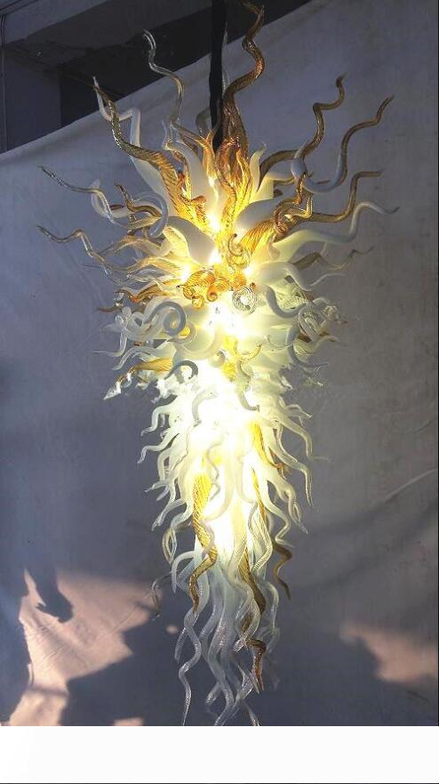 120v 240v LED Chandeliers Bulbs Hotel Hanging Home Art Decoration Blown Glass Crystal Long Chandelier Lighting Fixture Foyer