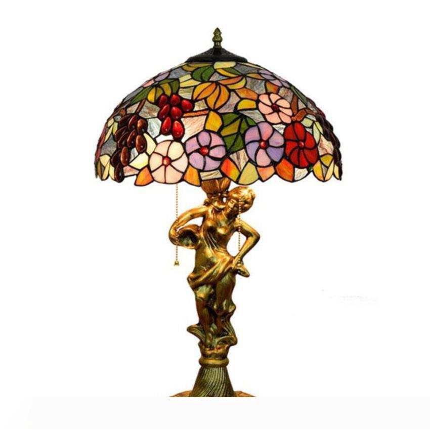 Fixture Mediterranean Stained Glass Decorative Grape Lamps For Living Room Bedroom Antique Art Base Tiffany Desk Lamp