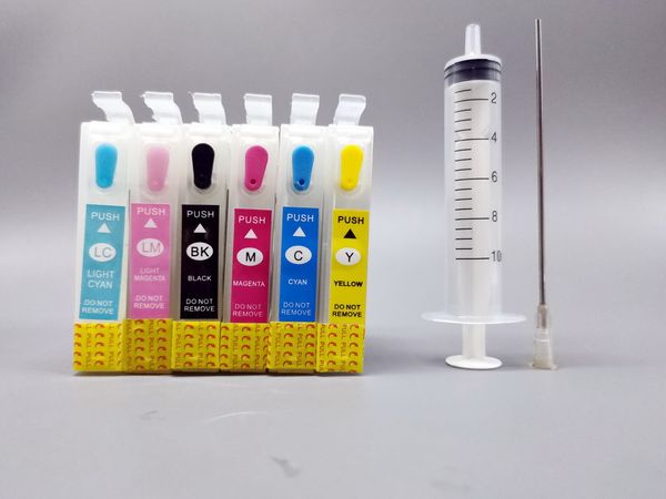 2 sets-Lot 6-color-set Empty 82N T1121-T1126 Refillable ink cartridge for Epson T50-TX800-RX290-R270-Artisan 725 etc printer with ARC chip