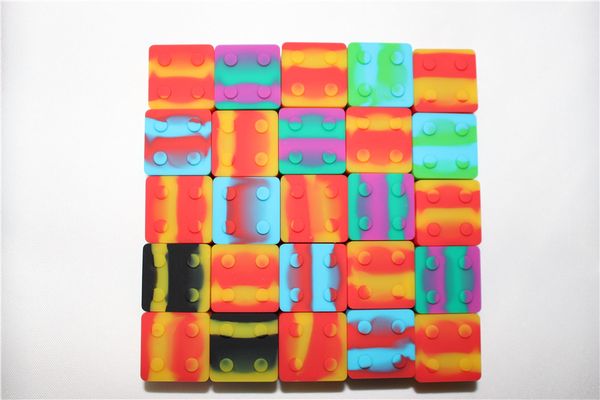 silicone square bho oil case Slick stack lego shaped 11ml container silicon box dab wax storage jar for concentrates wax and BHO
