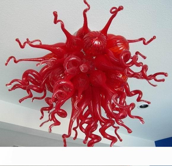 Crystal Red Color Led Light Chandelier Small Size Cheap Style Hand Blown Murano Glass Chandelier Light With Led Bulbs