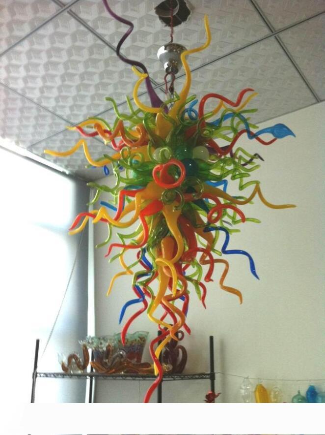 Free Shipping AC Led Bulbs 110v 240v European Fancy Lamp Multi Colored Hand Blown Glass Murano Chandelier