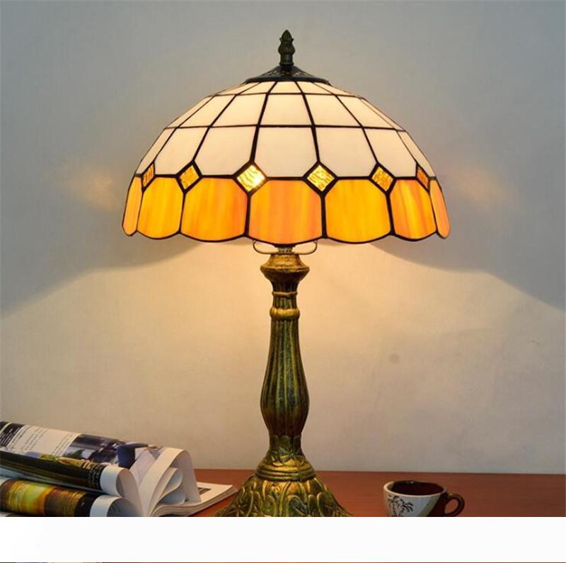 Tiffany style stained glass table lamp livingroom bedroom bedside lamp simple orange glass desk lamps TF035