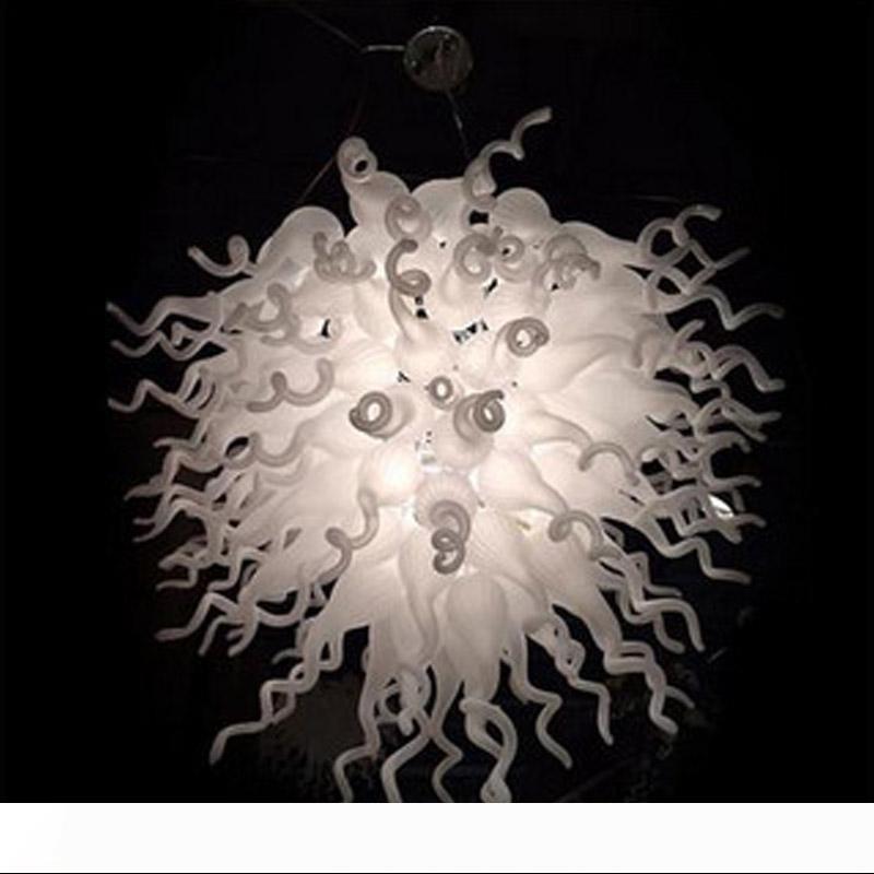 Fancy Middle Size Milk White Hand Blown Glass Art Chandelier Brass Chandeliers Murano Modern for Hotel Office Decor