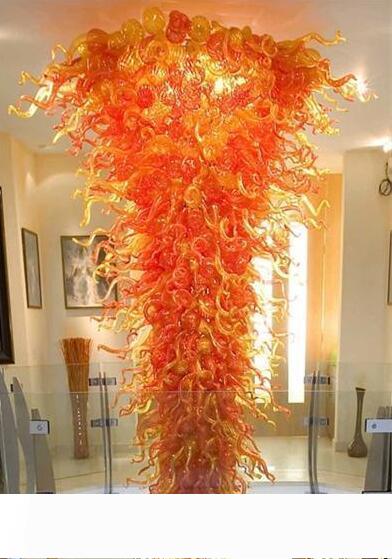 Large Chandelier Light American Style Villa Hotel Art Decor Hand Blown Glass Chandelier Modern Chandelier Light with LED Bulbs