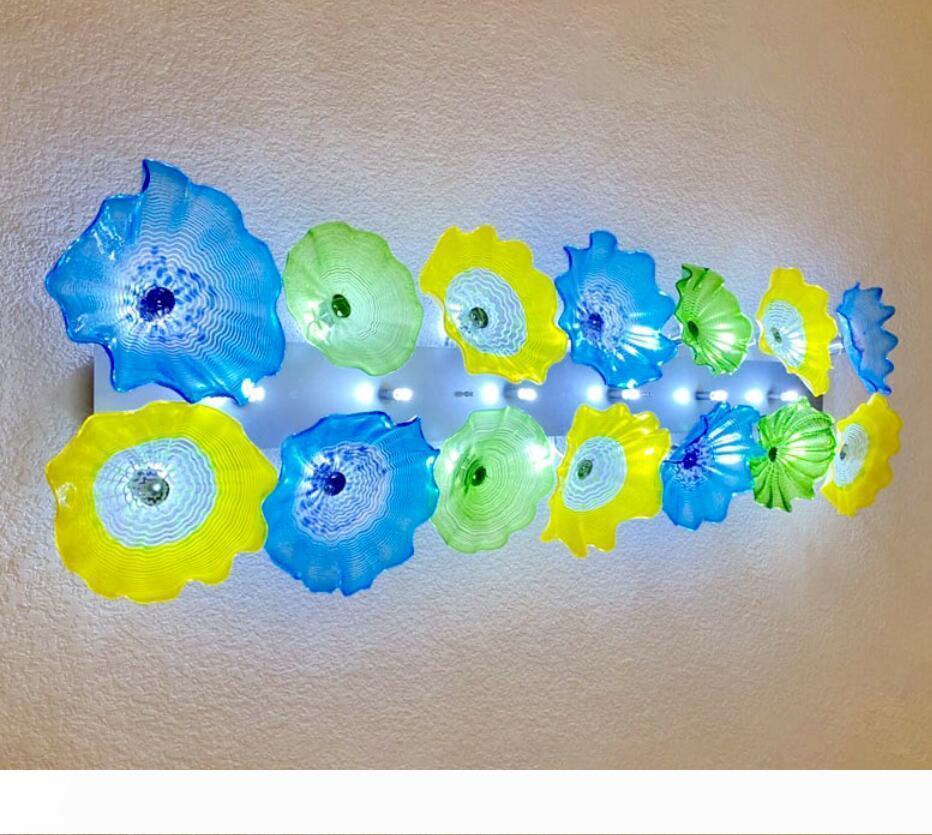 Home Decorative Flower Plates Wall Lamps Italian Design Hand Blown Glass Wall Lighting LED Murano Glass Art Wall Sconce