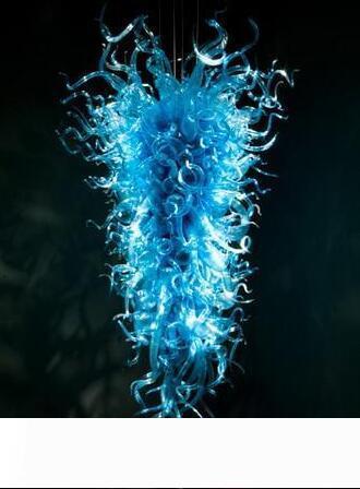 Hotel Lobby Chandelier Blue Large Splendor Chandelier Lamps Modern Blown Glass Stair Chandelier Edison Bulbs Hot Sale