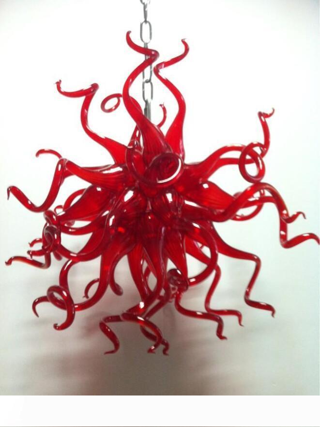 Free Shipping AC Led Bulbs 110v 240v House Decorative Vintage Crystal Red Blown Glass Chandelier On Sale